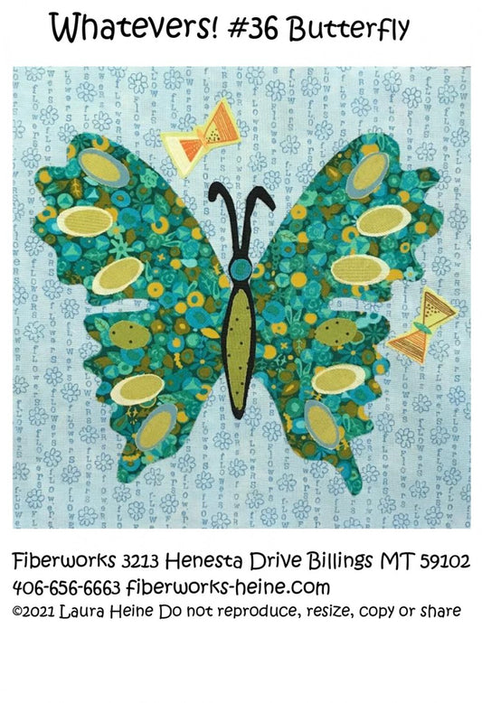 Laura Heine WHATEVERS! 36 Butterfly Collage Pattern , quilting and craft projects