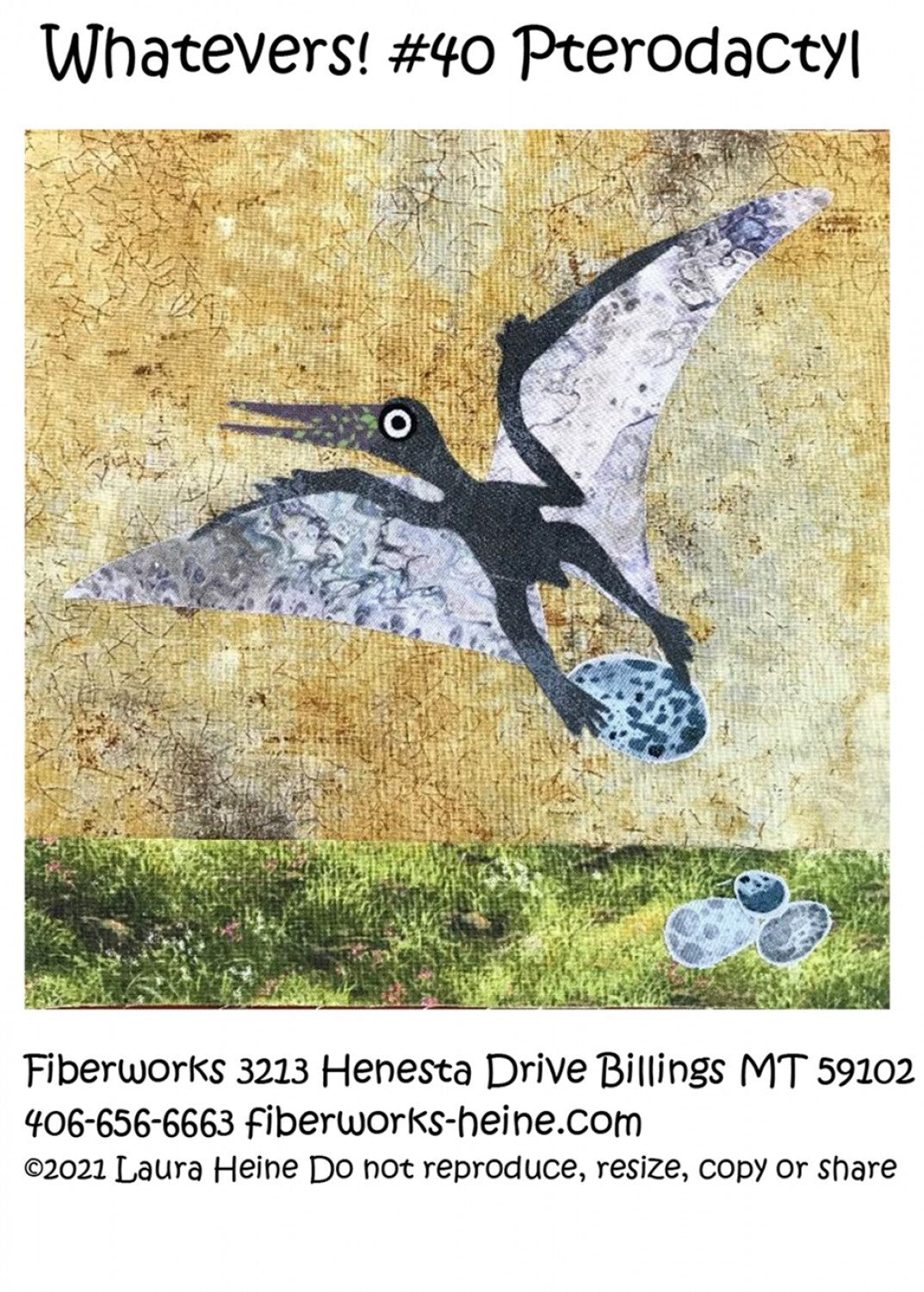 Laura Heine WHATEVERS! 40 Pterodactyl Collage Pattern , quilting and craft projects