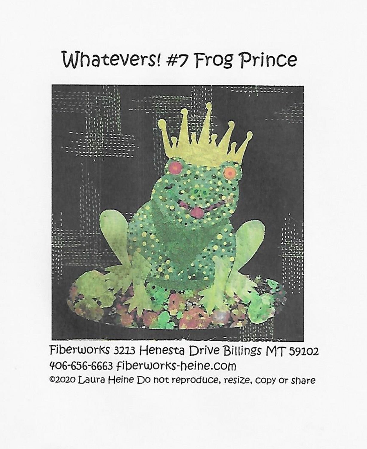 Laura Heine WHATEVERS! 7 Frog Prince Collage Pattern , quilting and craft projects