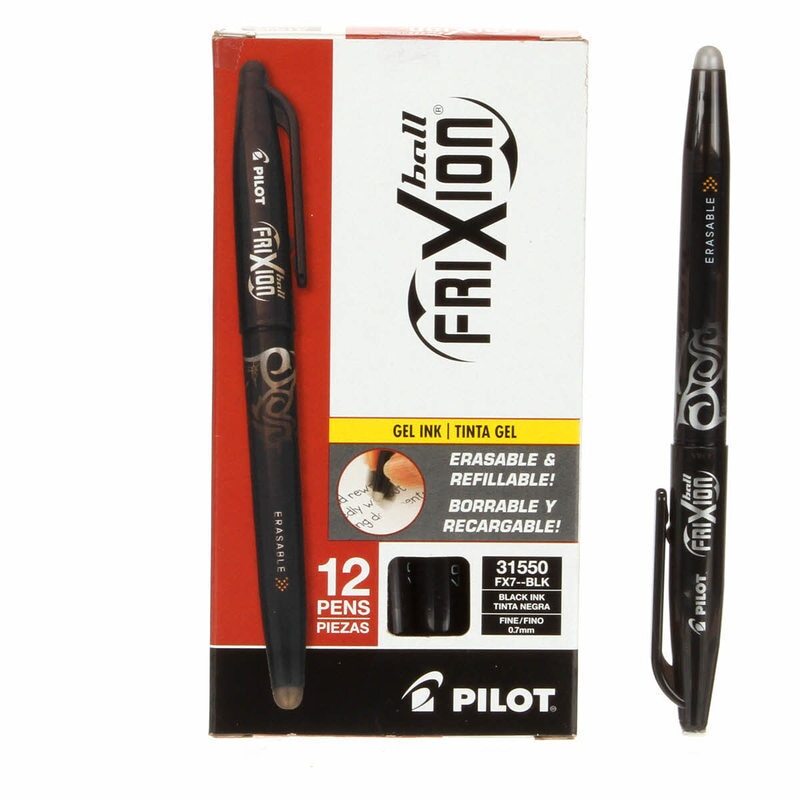 Frixion Pen Black Fine Point - .07 Heat erasable - Single Pen , sewing and fabric marking