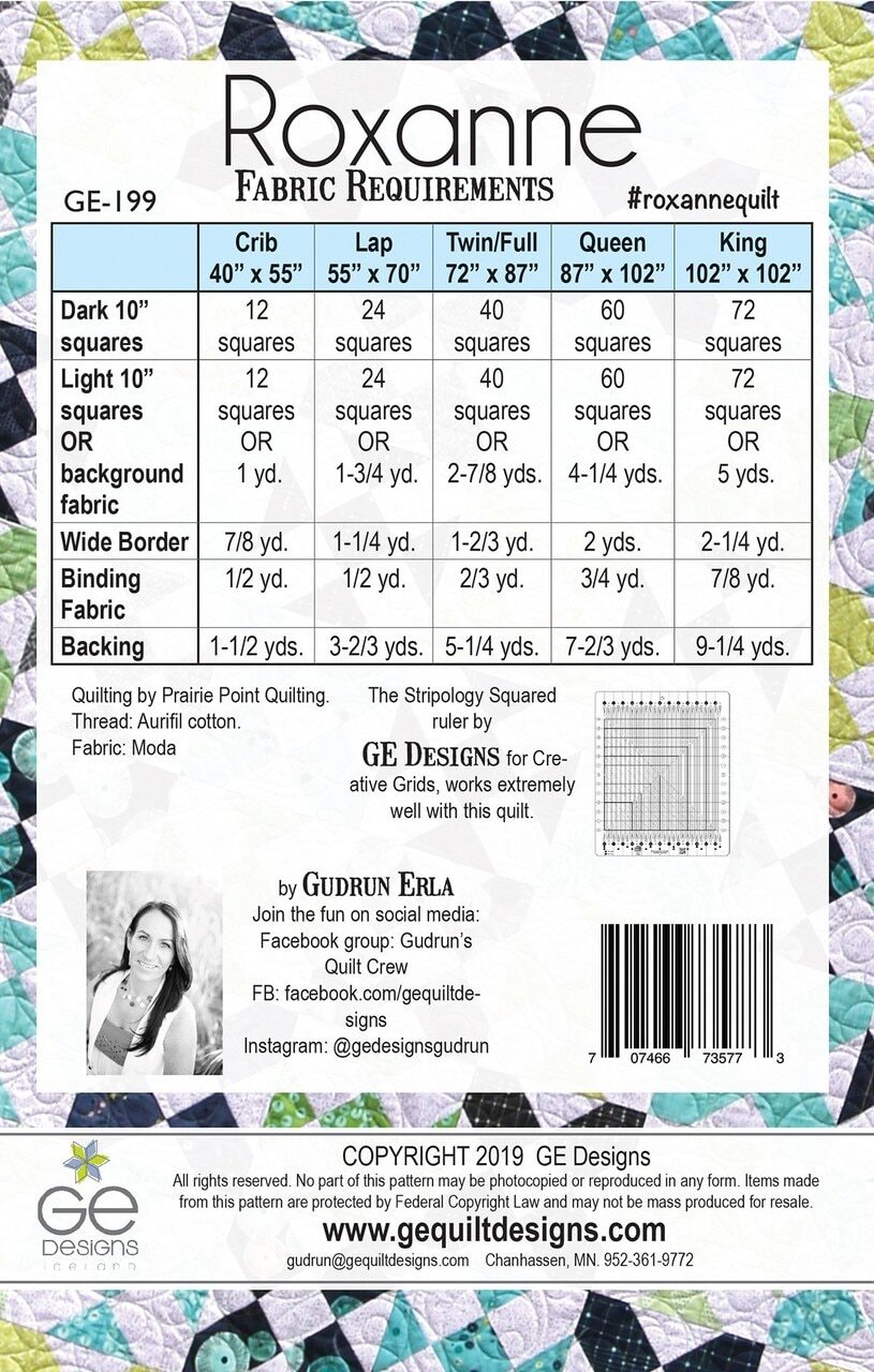 Gudrun Erla - Roxanne Quilt Pattern , quilting and craft projects