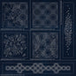 Sashiko Australia Geometric Floral Collection - 6 Designs INDIGO , piecing and stitching