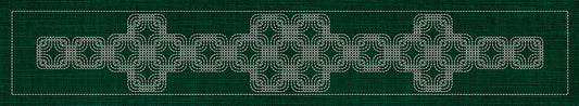 Sashiko Interlocking Geometric Runner GREEN , piecing and stitching