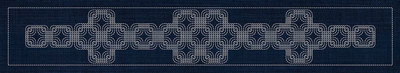 Sashiko Interlocking Geometric Runner INDIGO , piecing and stitching