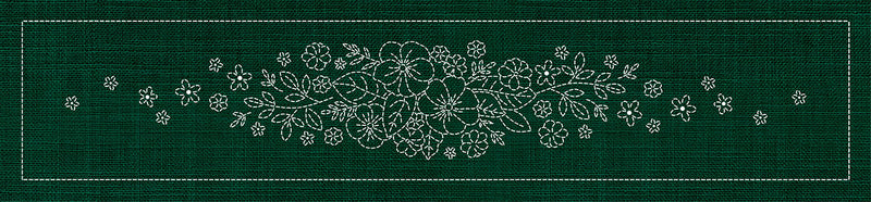 Sashiko Blossom Bouquet Runner GREEN , piecing and stitching