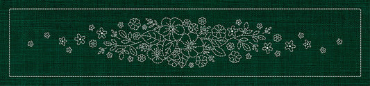 Sashiko Blossom Bouquet Runner GREEN , piecing and stitching