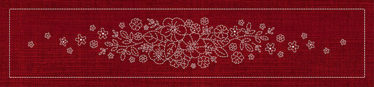 Sashiko Blossom Bouquet Runner CHERRY RED , piecing and stitching