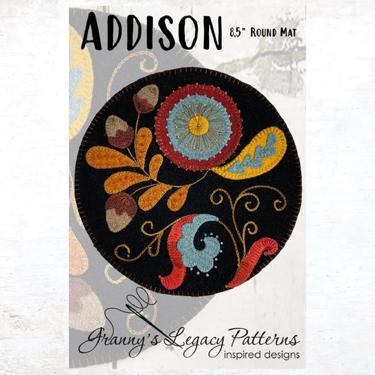 Addison Round Mat Pattern , quilting and craft projects