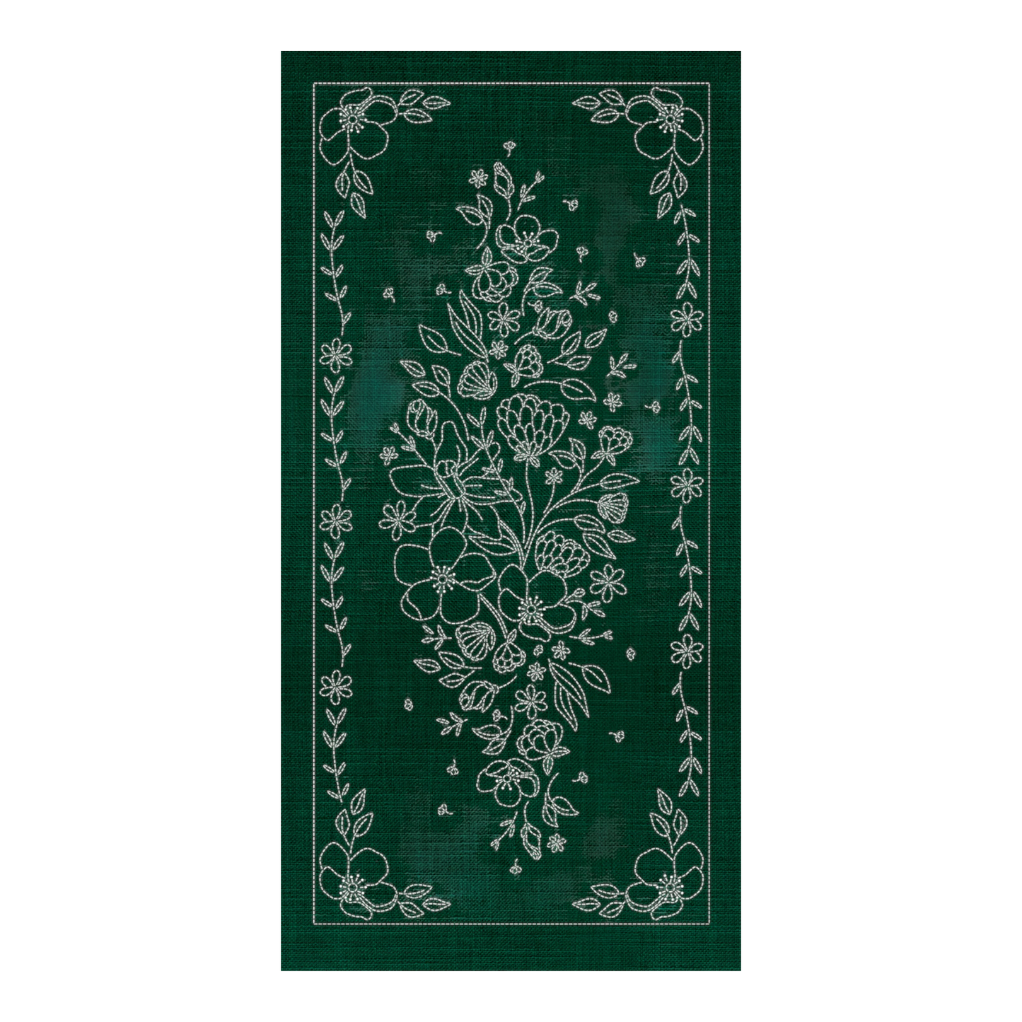 Sashiko Wildflowers 8 Panel Green