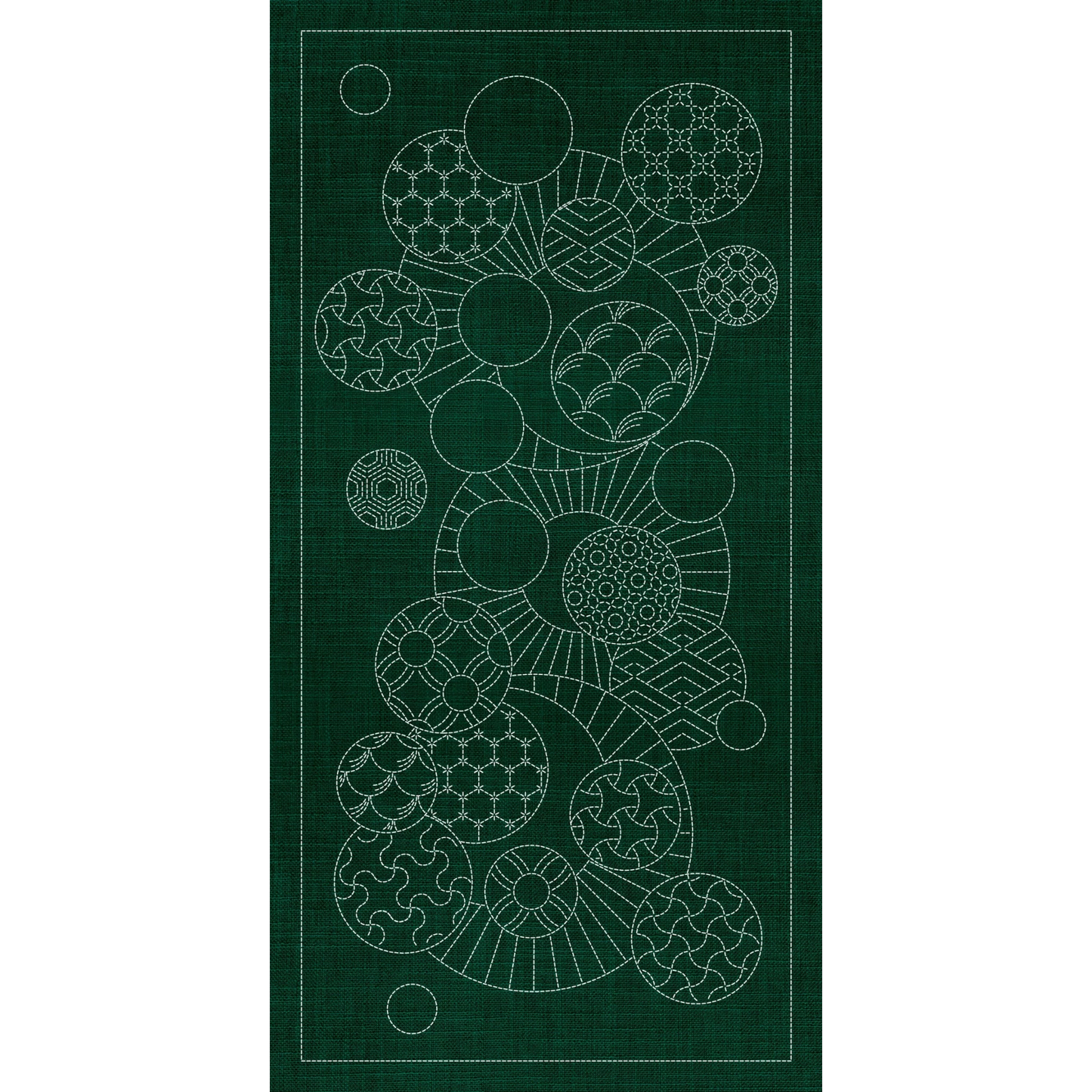 Sashiko Geometric Circles Collection – 3 Designs Green