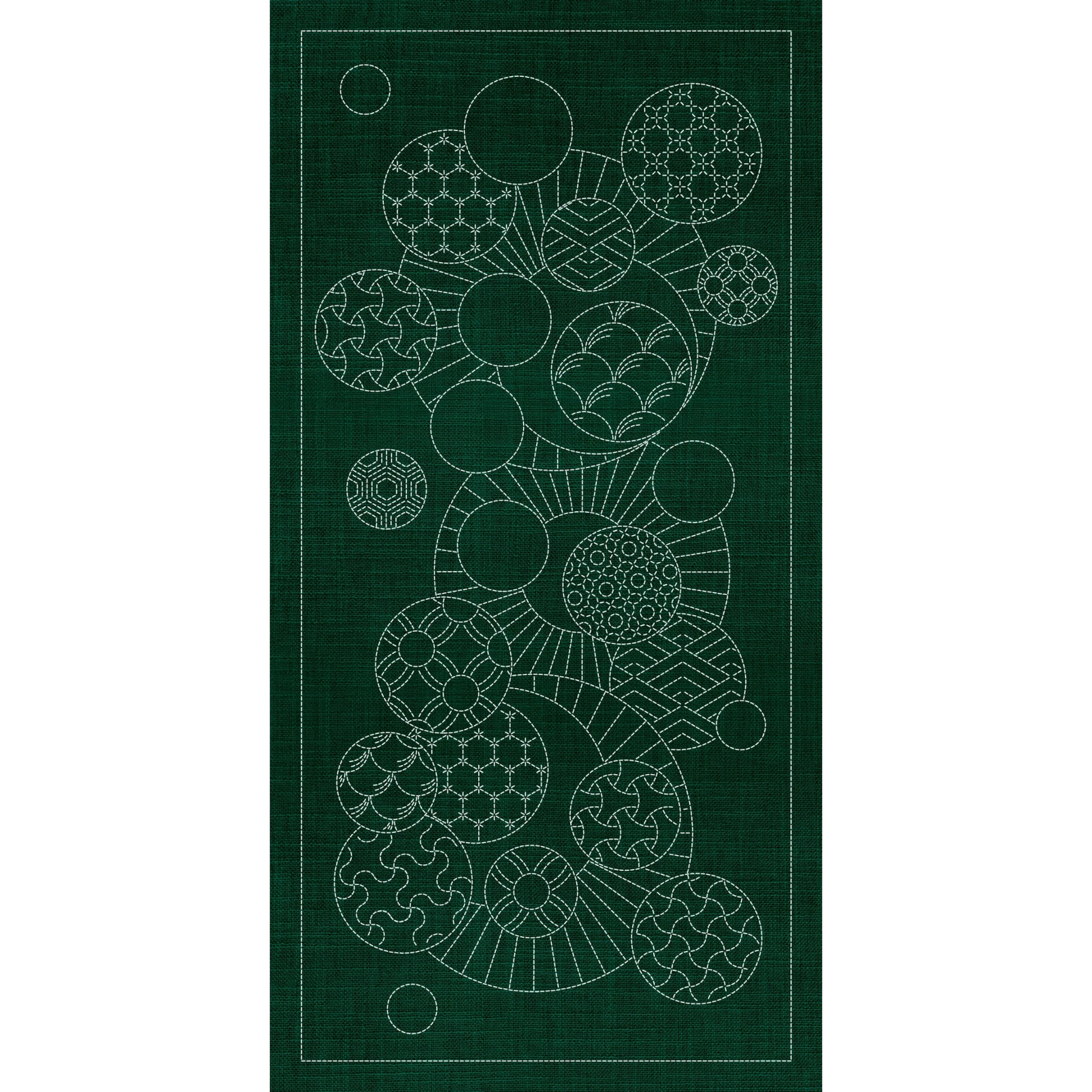 Sashiko Geometric Circles Collection – 3 Designs Green