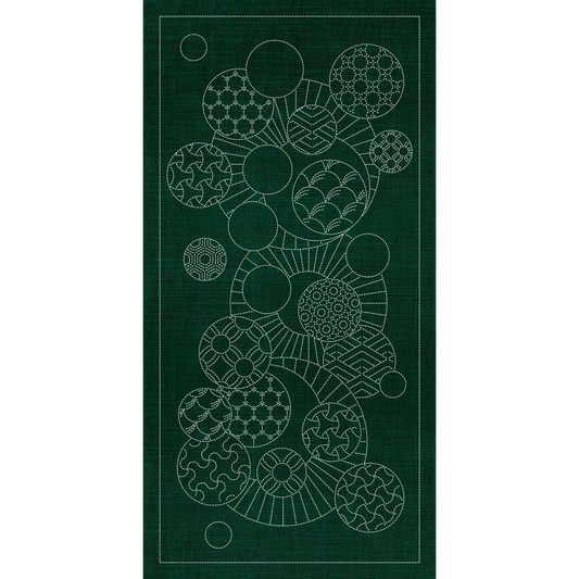 Sashiko Geometric Circles Collection – 3 Designs Green