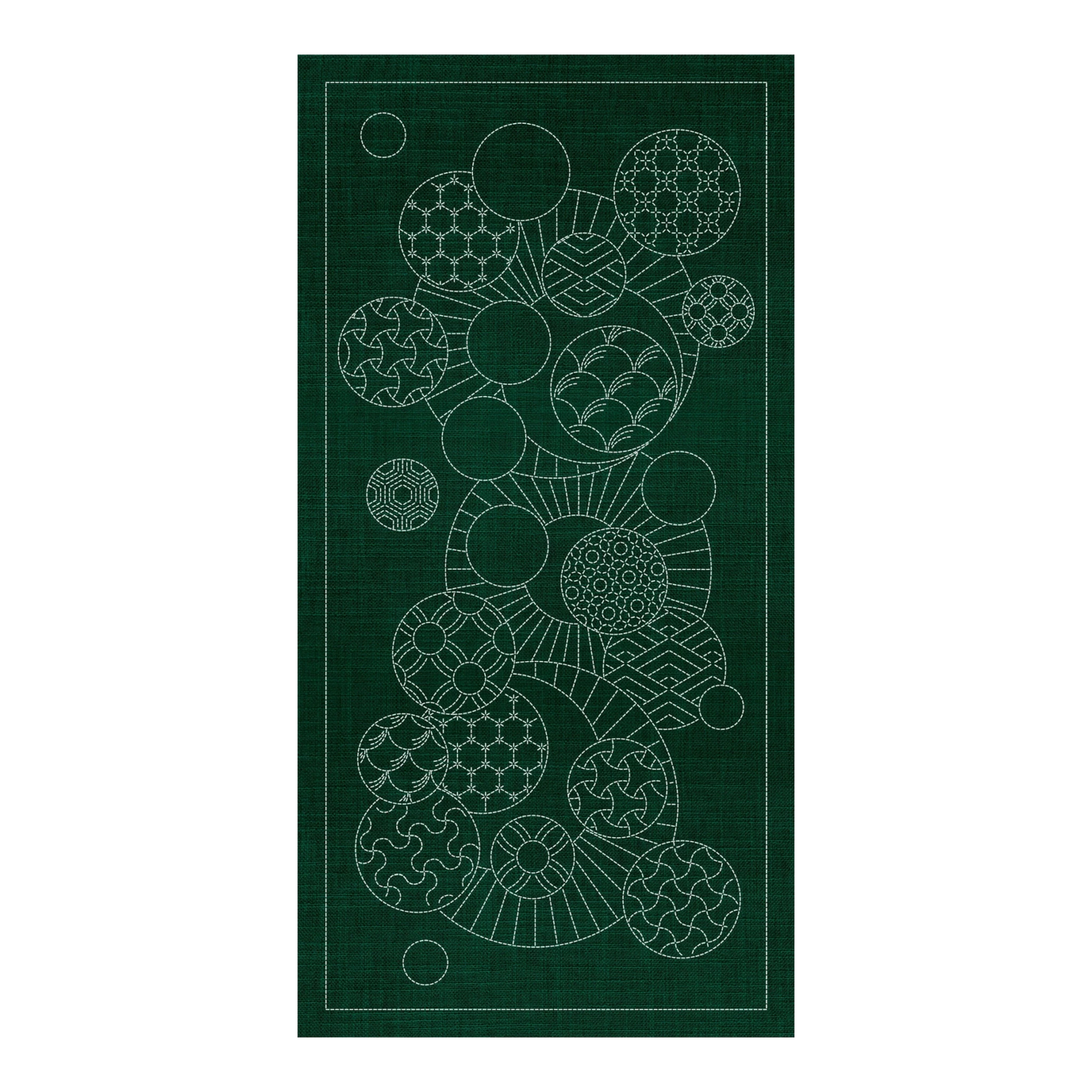 Sashiko Geometric Circles Collection – 3 Designs Green