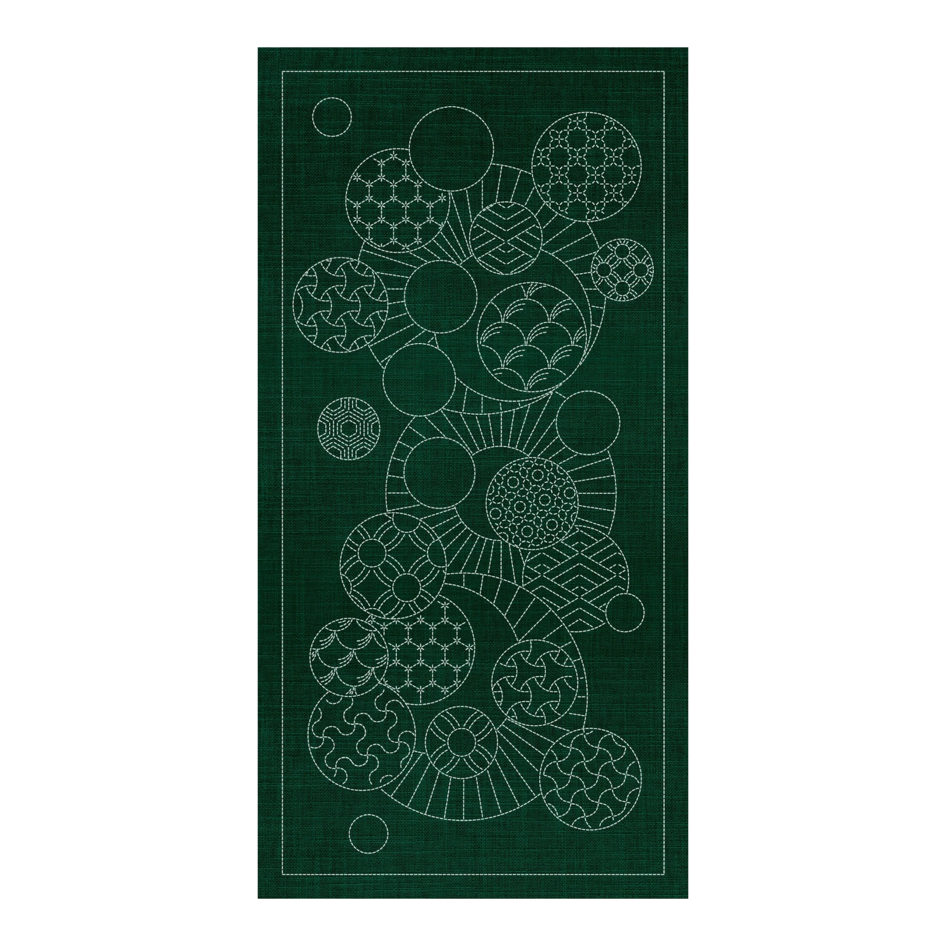 Sashiko Geometric Circles Collection – 3 Designs Green