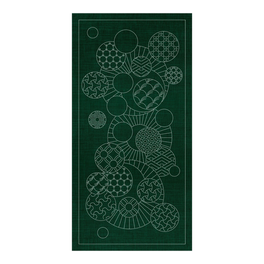 Sashiko Geometric Circles Collection – 3 Designs Green