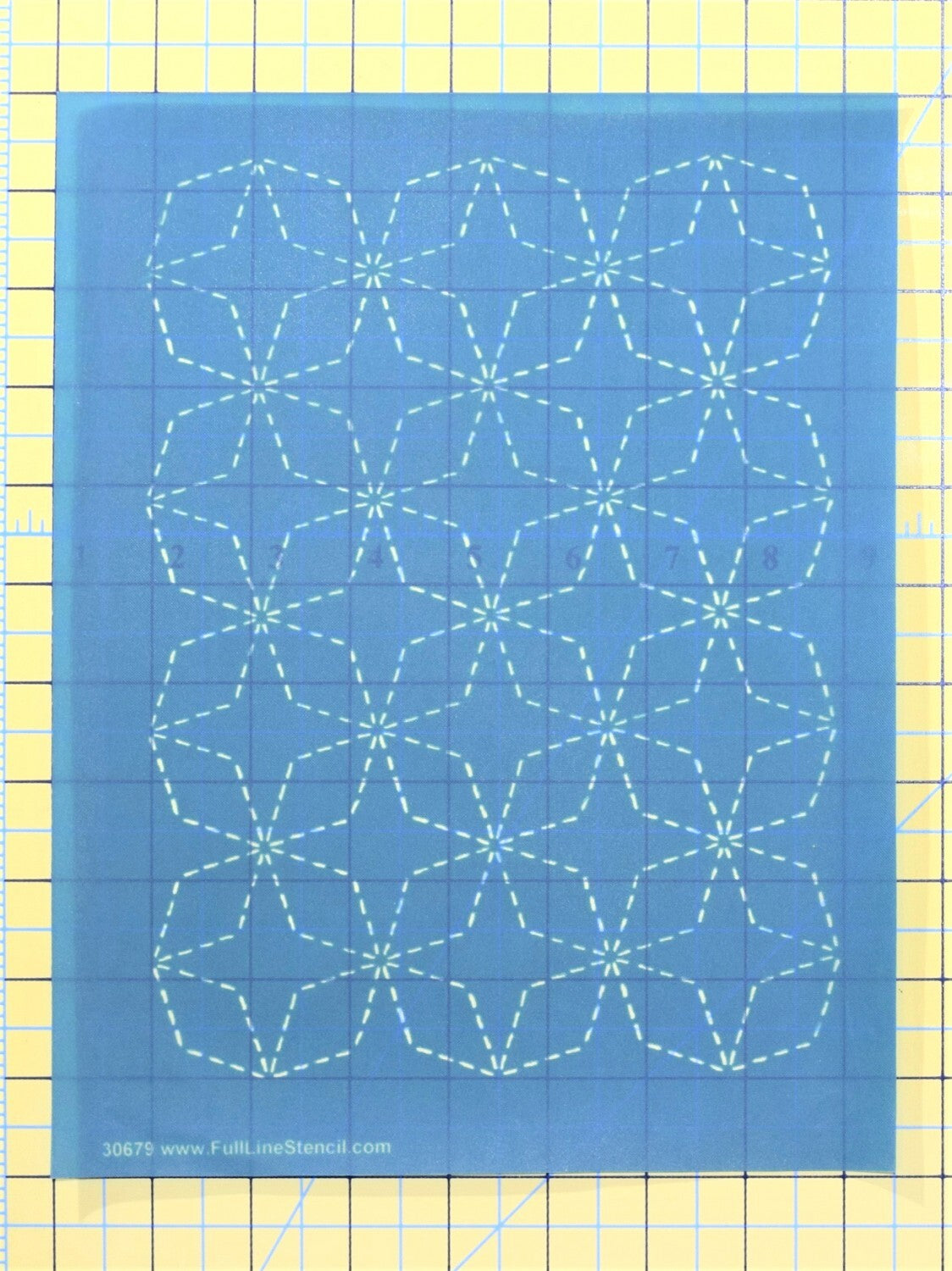 Full Line Stencil Sashiko Stitch - Angled 7 Treasures , piecing and stitching
