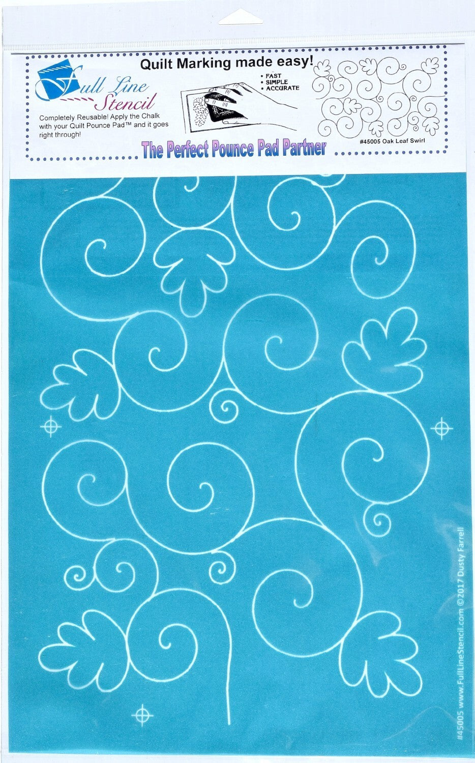 Full Line Stencil Oak Leaf Swirl LARGE for precise cutting, marking and patchwork