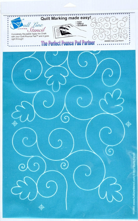 Full Line Stencil Oak Leaf Swirl LARGE for precise cutting, marking and patchwork