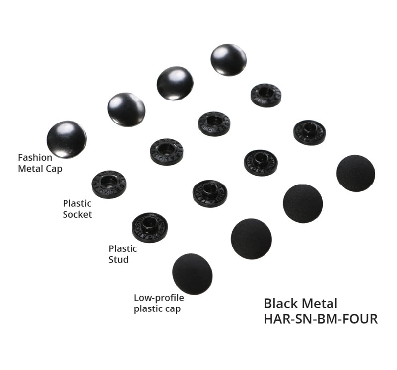 Tool-free Snaps - Set of Four - Black Metal , crafting and sewing tasks