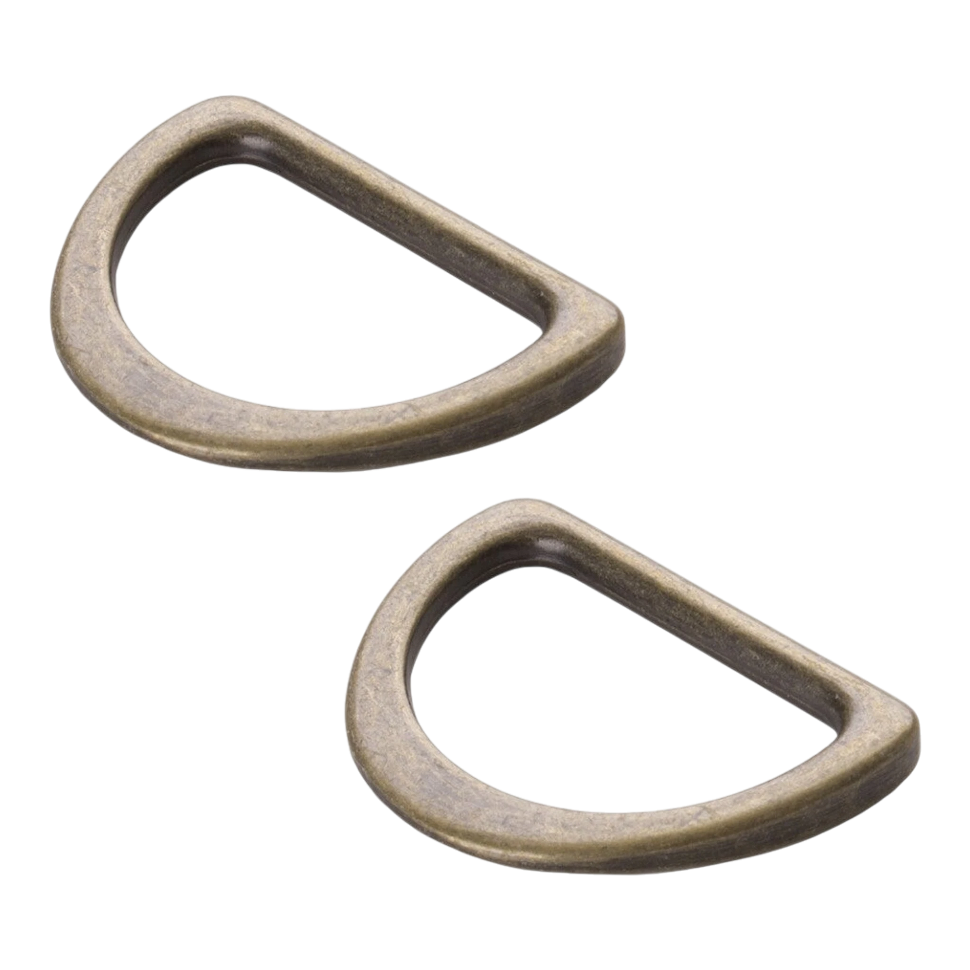 antique brass flat D-ring hardware, 25 mm, set of two, for bag making and accessories.