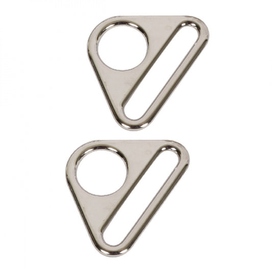 Triangle Ring Flat 25 mm NICKEL Set of Two for bag making and sewing projects
