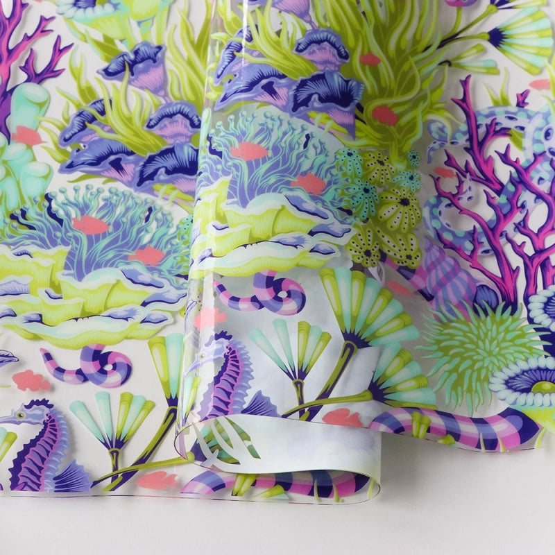 Tula Pink Floral Reef Collection: Reef What You Sew Vinyl 1/2 Yard Cut for bag making, sewing and craft projects