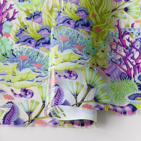 Tula Pink Floral Reef Collection: Reef What You Sew Vinyl 1/2 Yard Cut for bag making, sewing and craft projects
