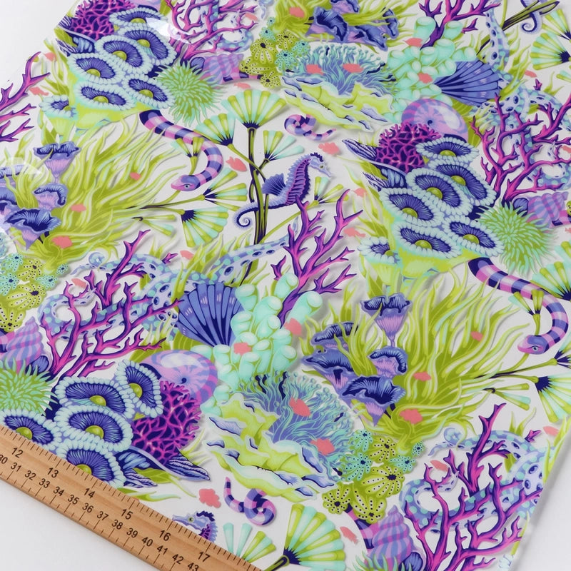 Tula Pink Floral Reef Collection: Reef What You Sew Vinyl 1/2 Yard Cut for bag making, sewing and craft projects