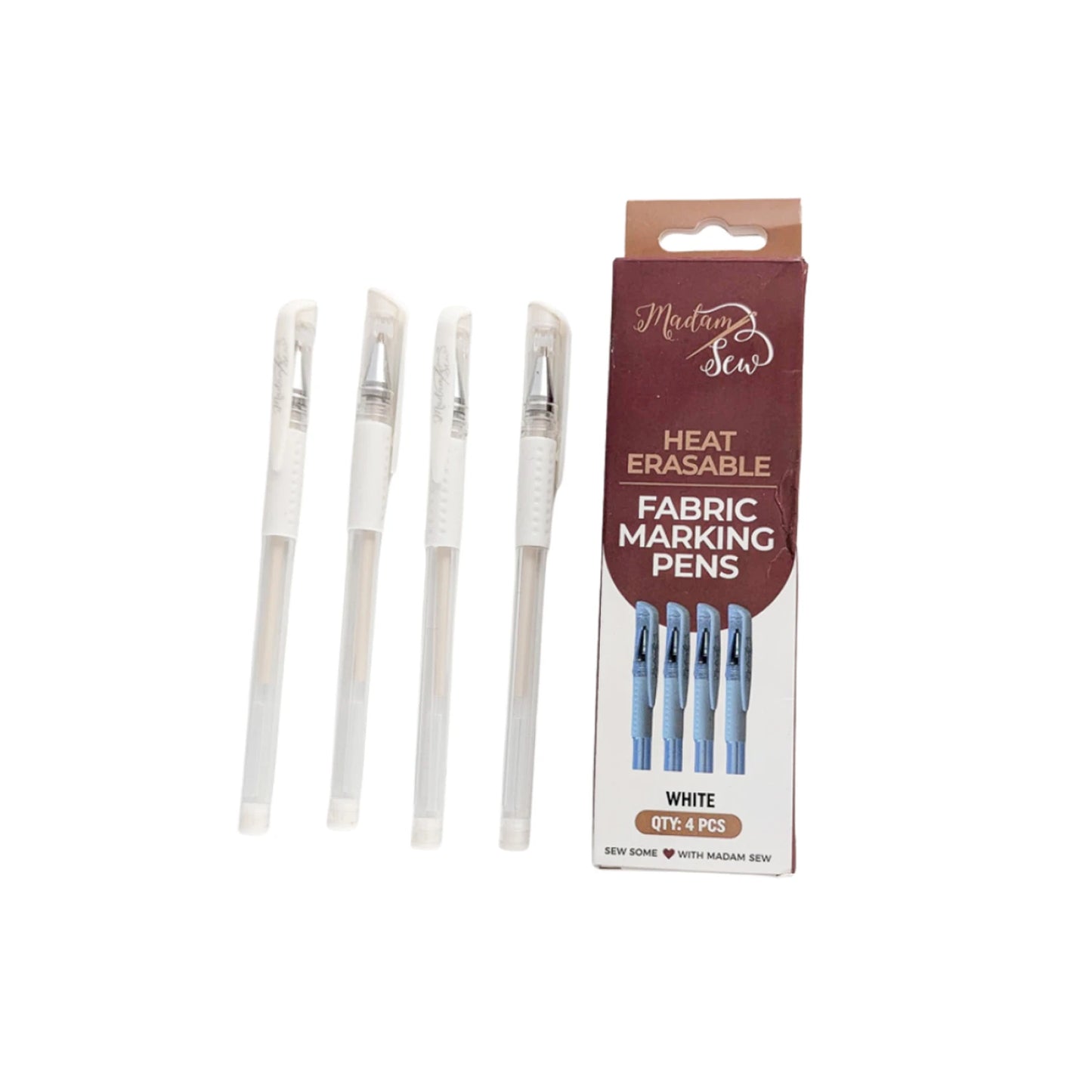 Heat Erasable Fabric Marking Gel Pens White 4pk