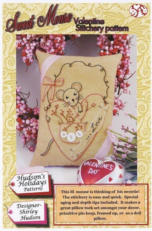 Sweet Mouse Valentine Stitchery Pattern , quilting and craft projects