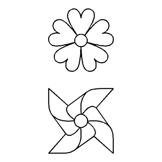 Quilt Stencil - Summertime Pinwheel & Flower 76 mm for precise cutting, marking and patchwork