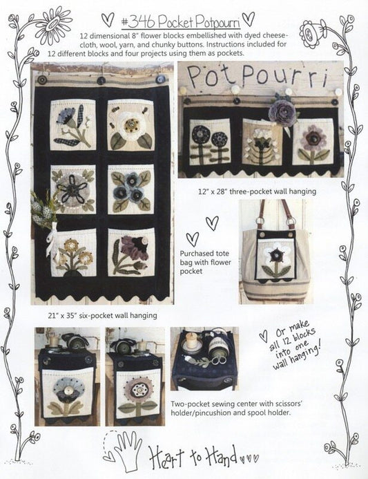 Pocket Potpourri Applique Pattern , quilting and craft projects