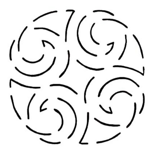 Everything Fabric North Sea 4-inch reusable Mylar quilting stencil featuring a swirling wave design for fabric marking.