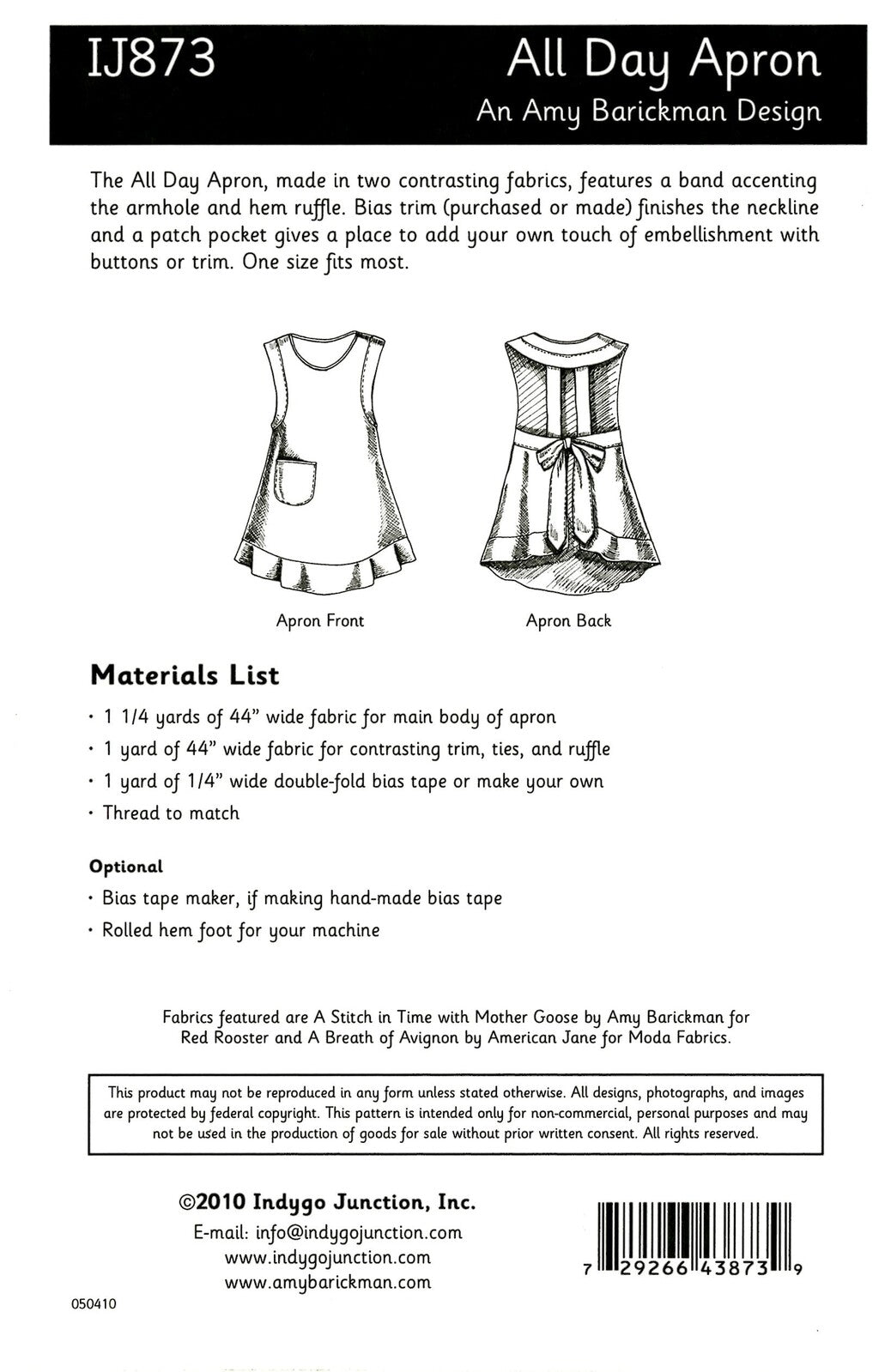 All Day Apron Pattern , quilting and craft projects