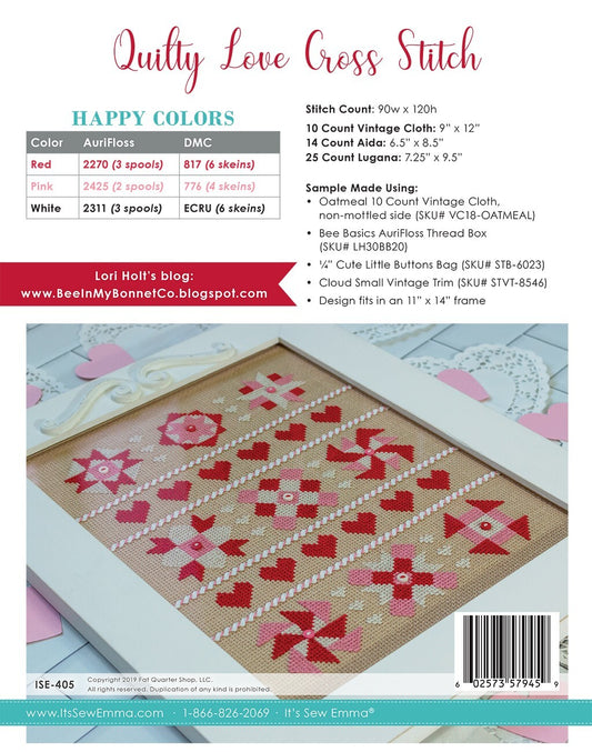 Lori Holt Quilty Love Cross Stitch Pattern , quilting and craft projects