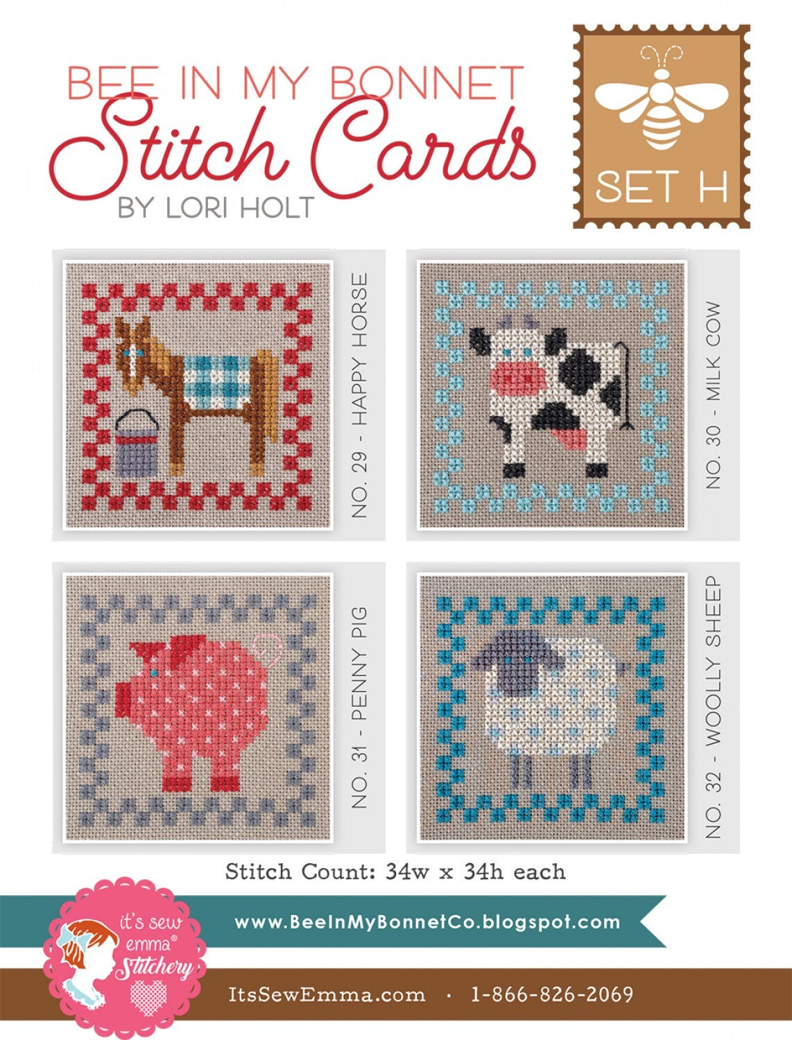 Lori Holt - Bee in My Bonnet Cross Stitch Cards Set H sewing and quilting product