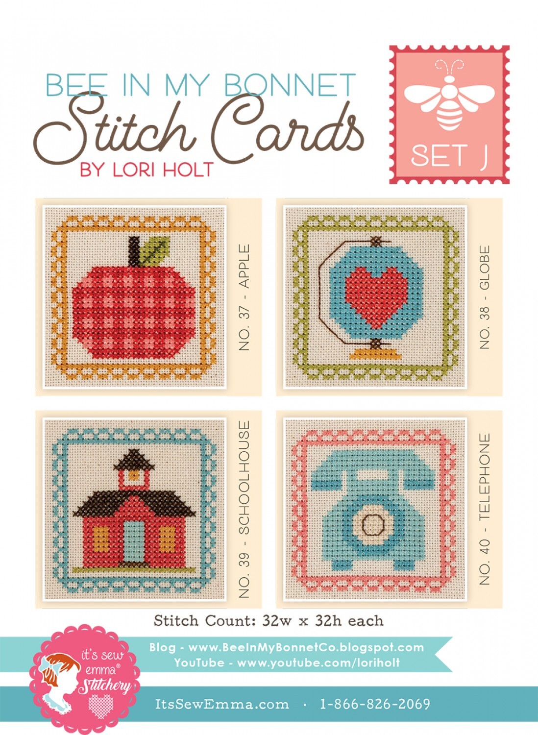 Lori Holt - Bee in My Bonnet Cross Stitch Cards Set J sewing and quilting product