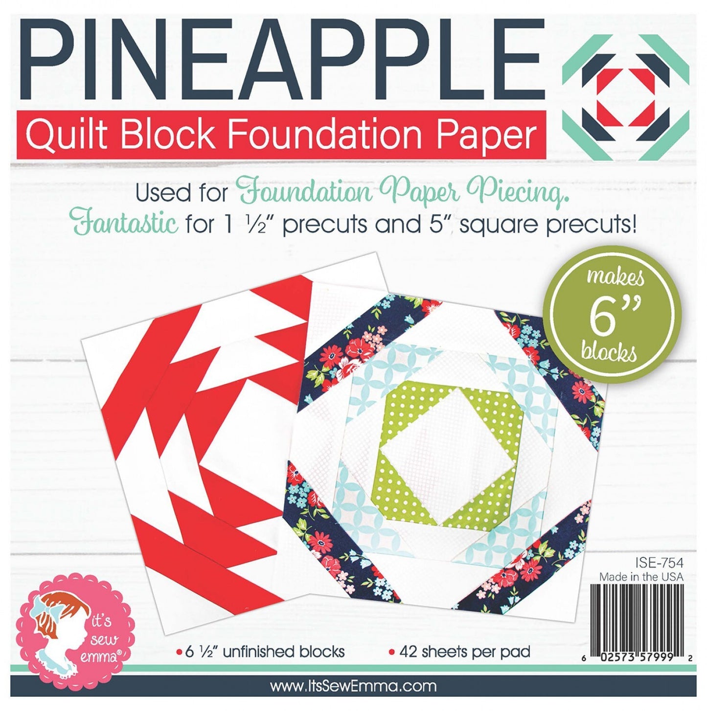 Foundation Paper Pad - Pineapple 152 mm Block , pattern making and craft projects