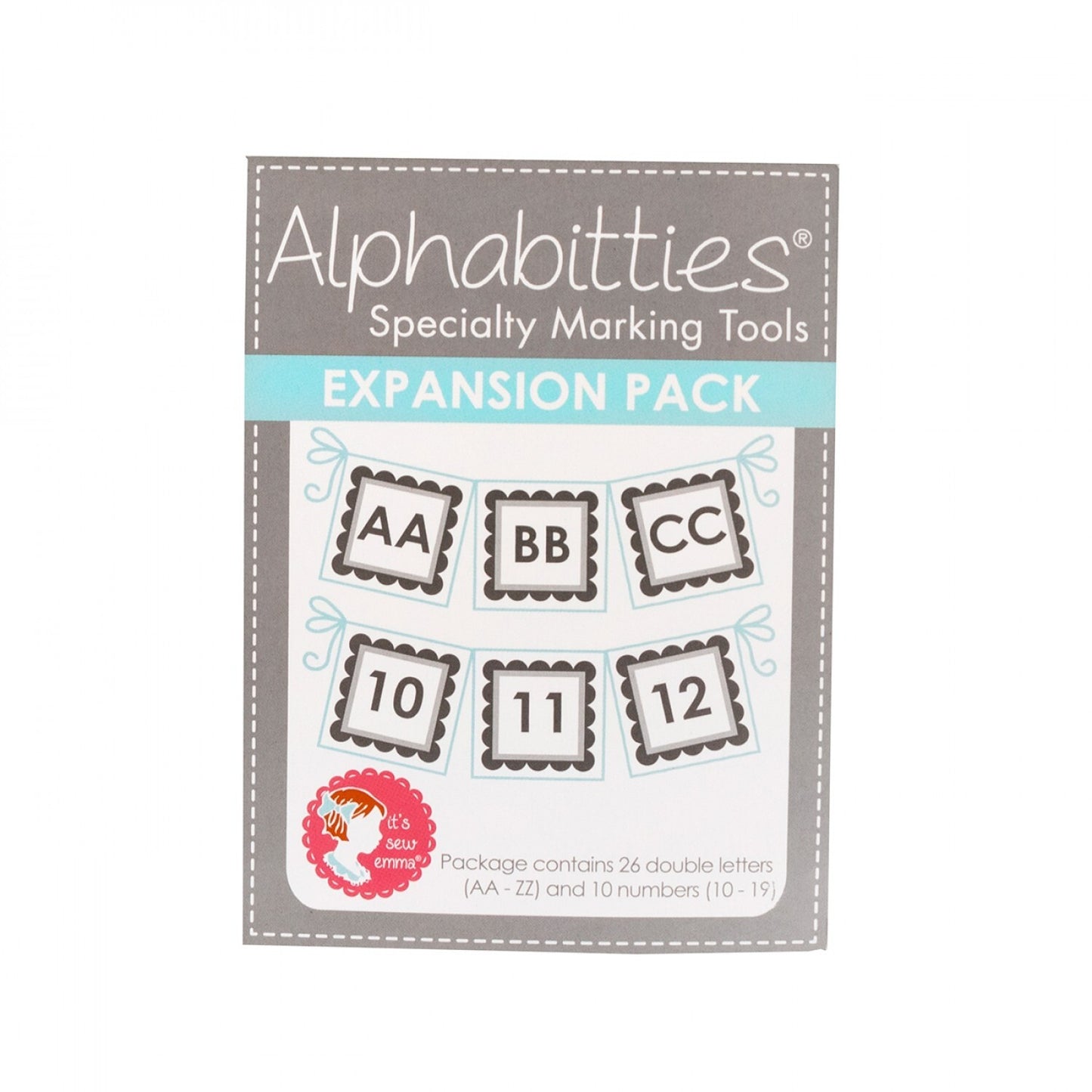 Alphabitties Grey Expansion Pack- It's Sew Emma sewing and quilting product