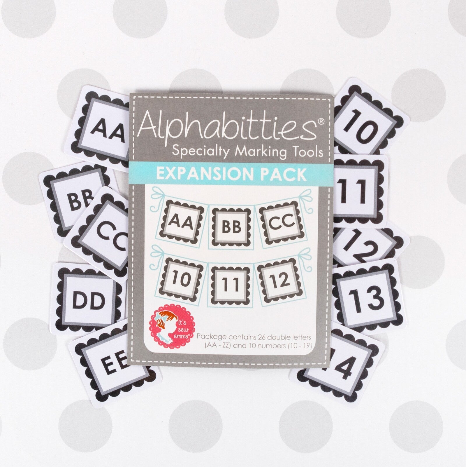 Alphabitties Grey Expansion Pack- It's Sew Emma sewing and quilting product
