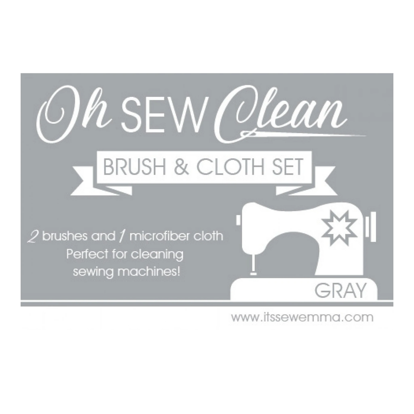 Oh Sew Clean Brush and Cloth Set Grey sewing and quilting product