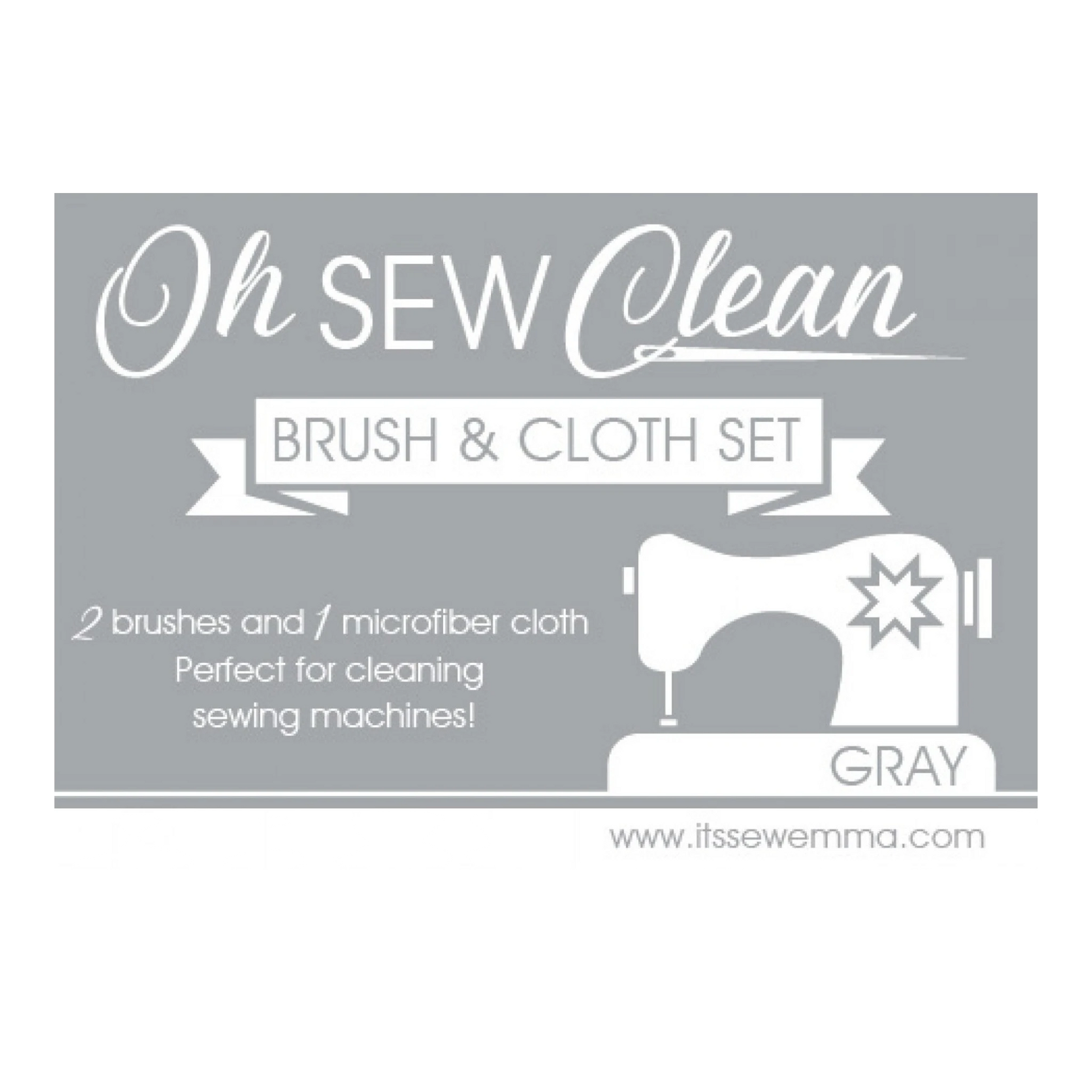 Oh Sew Clean Brush and Cloth Set Grey sewing and quilting product