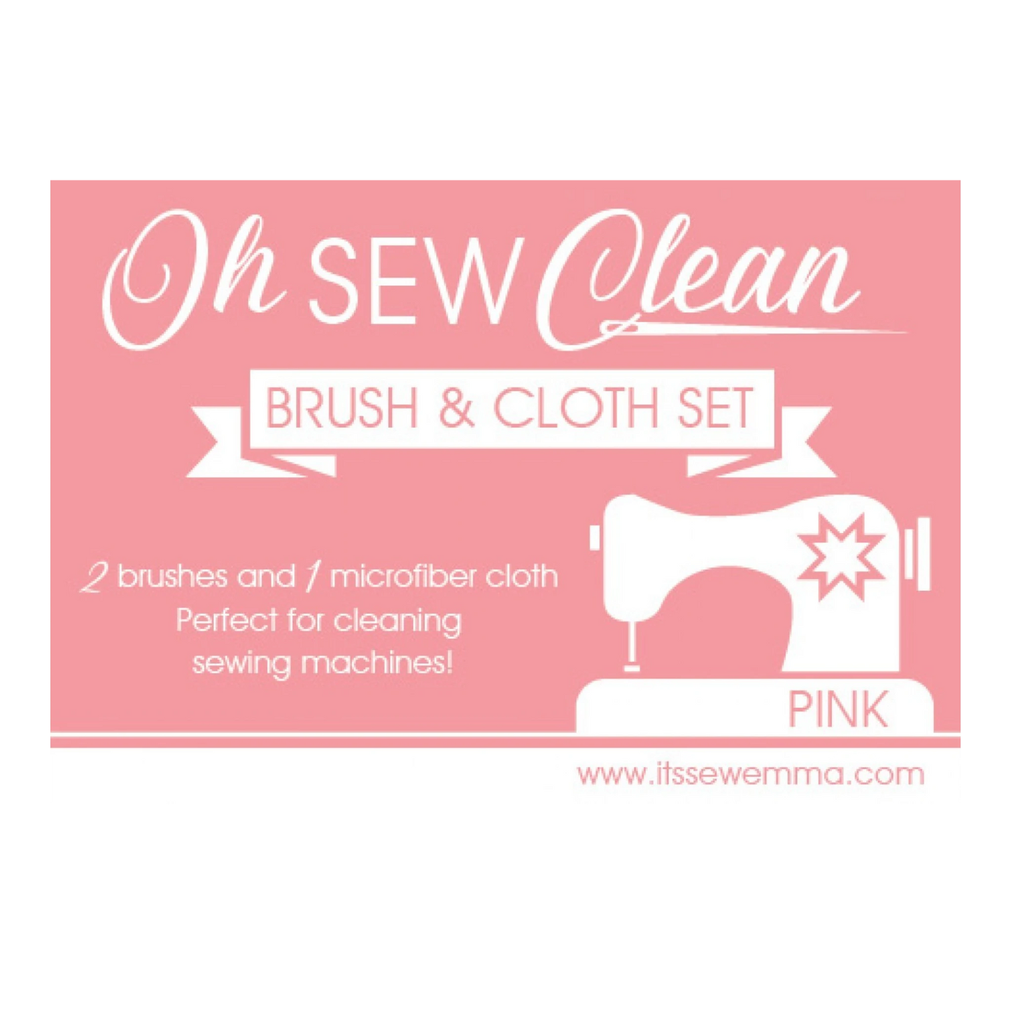 Oh Sew Clean Brush and Cloth Set PINK sewing and quilting product
