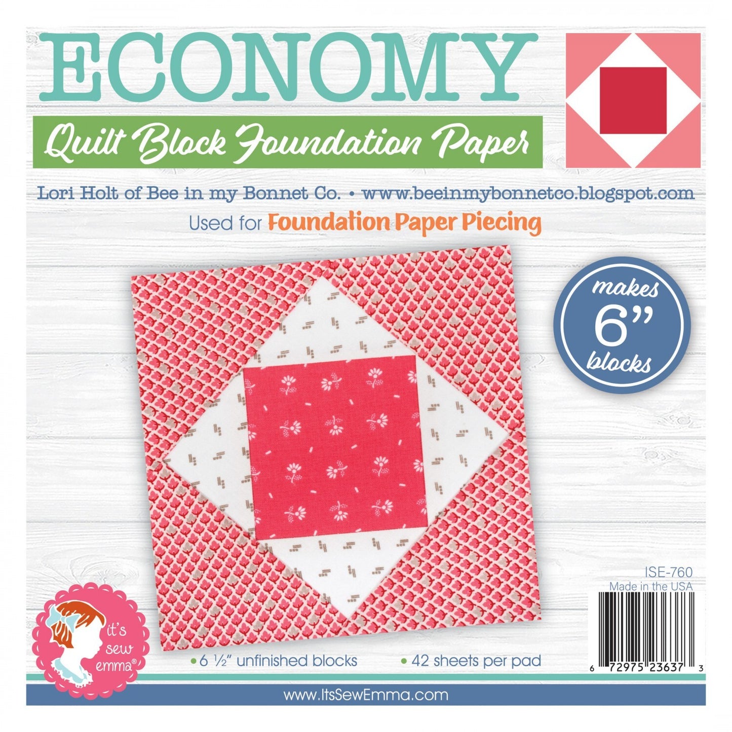 Foundation Paper - Economy Quilt Block 152 mm Pad , pattern making and craft projects
