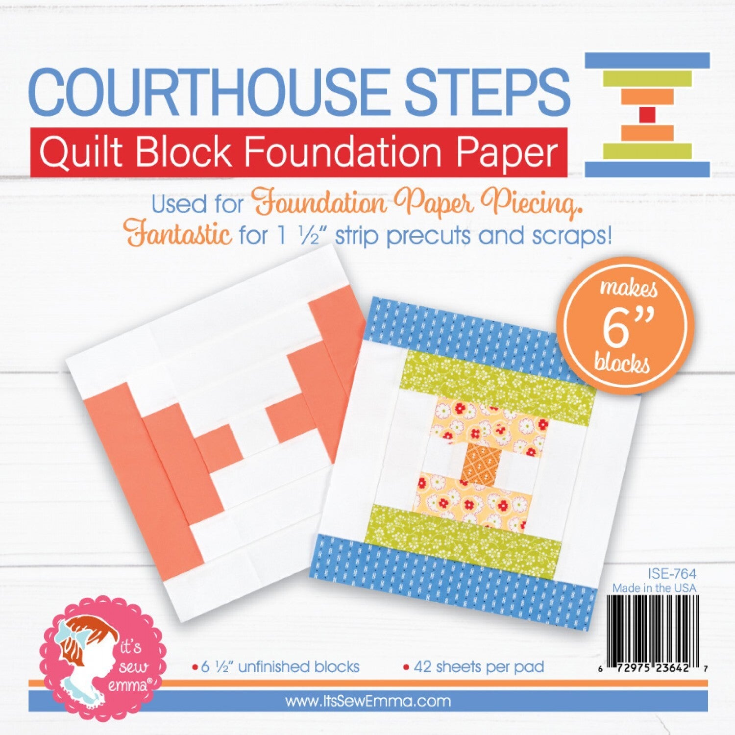 Foundation Paper - Courthouse Steps 152 mm Quilt Block Pad , pattern making and craft projects