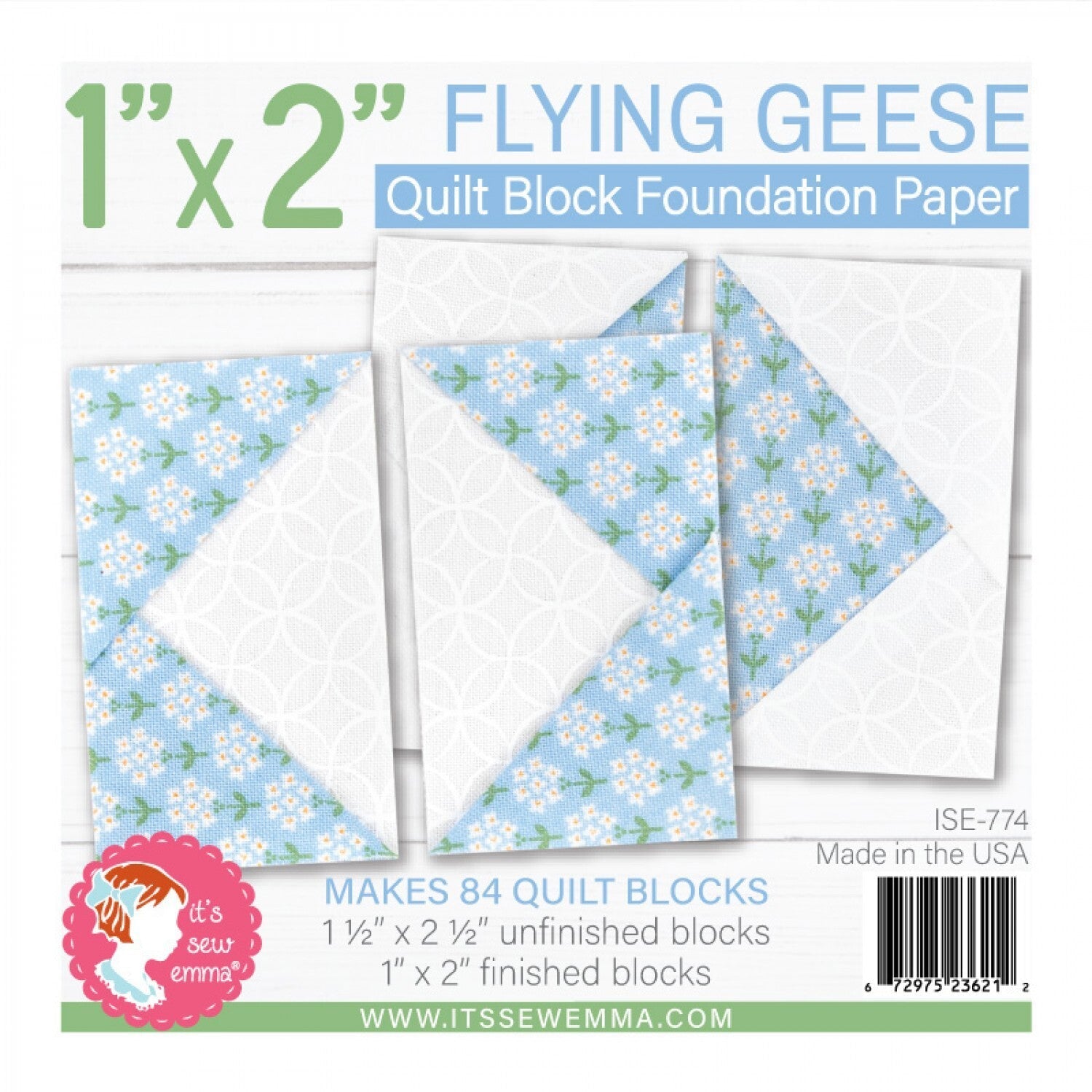 Foundation Paper - 51 mm x 102 mm Flying Geese Quilt Block Pad , pattern making and craft projects