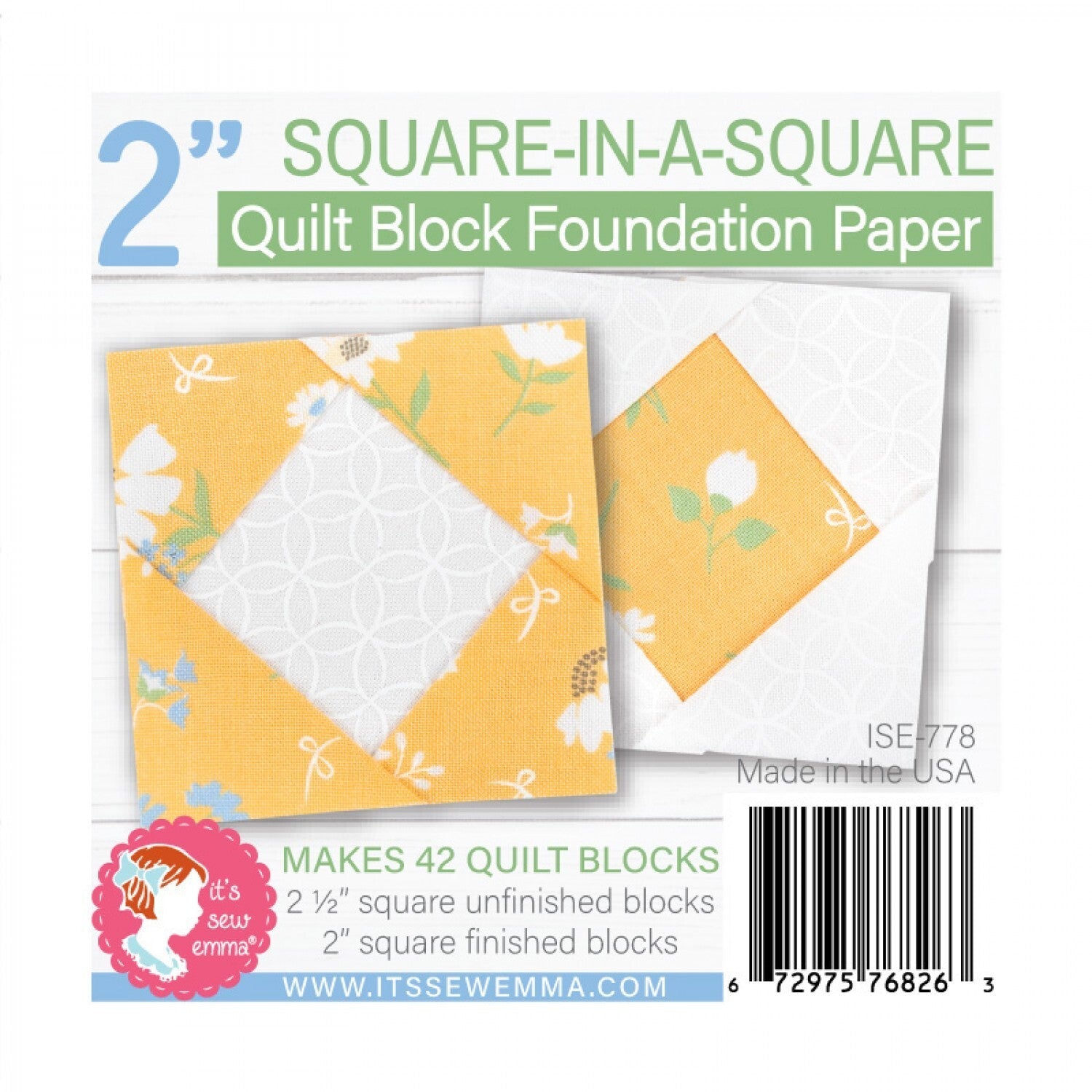Foundation Paper - 102 mm Square in a Square Quilt Block Pad , pattern making and craft projects