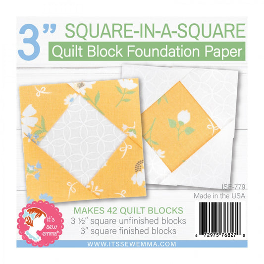 Foundation Paper - 76 mm Square in a Square Quilt Block Pad , pattern making and craft projects