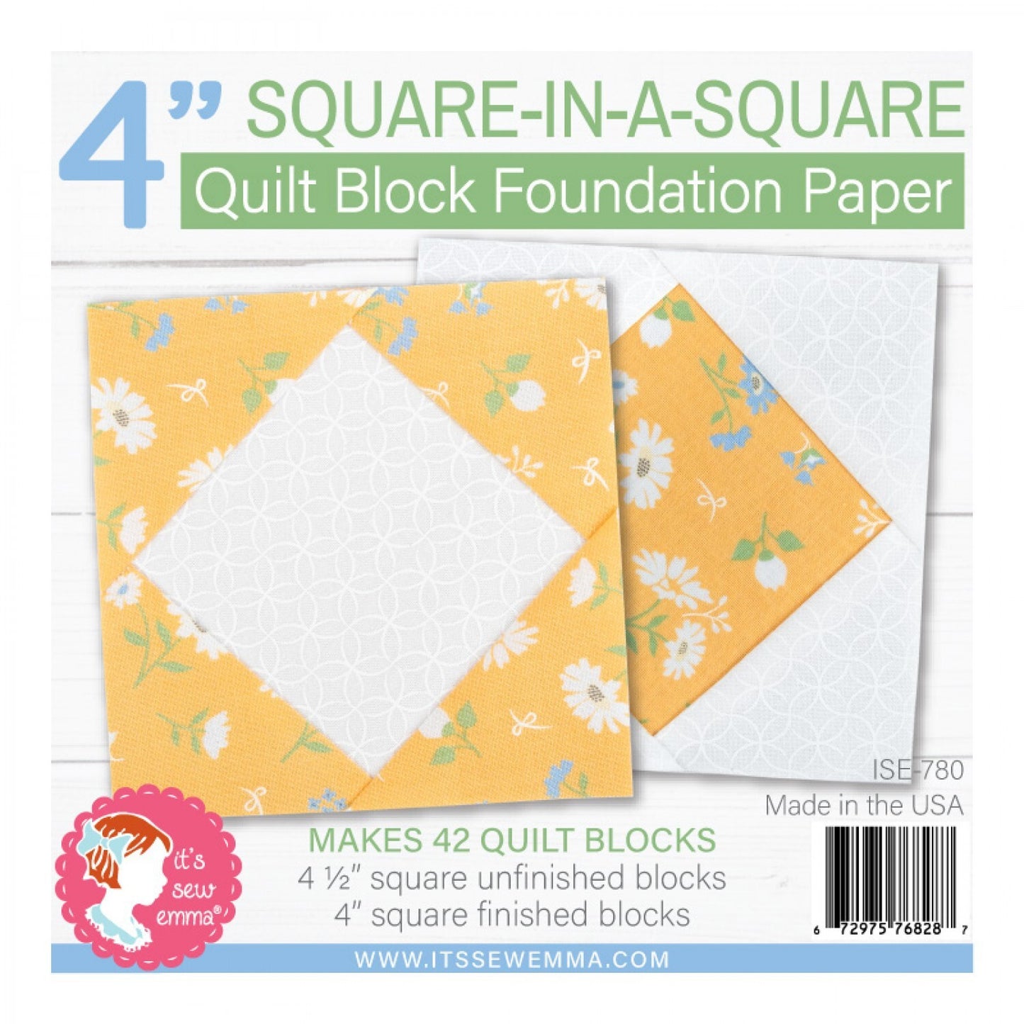 Foundation Paper - 102 mm Square in a Square Quilt Block Pad , pattern making and craft projects