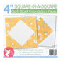 Foundation Paper - 102 mm Square in a Square Quilt Block Pad , pattern making and craft projects